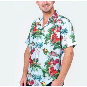 Rare Bacardi Men Short Sleeve Tropical Hawaiian Shirt Size M